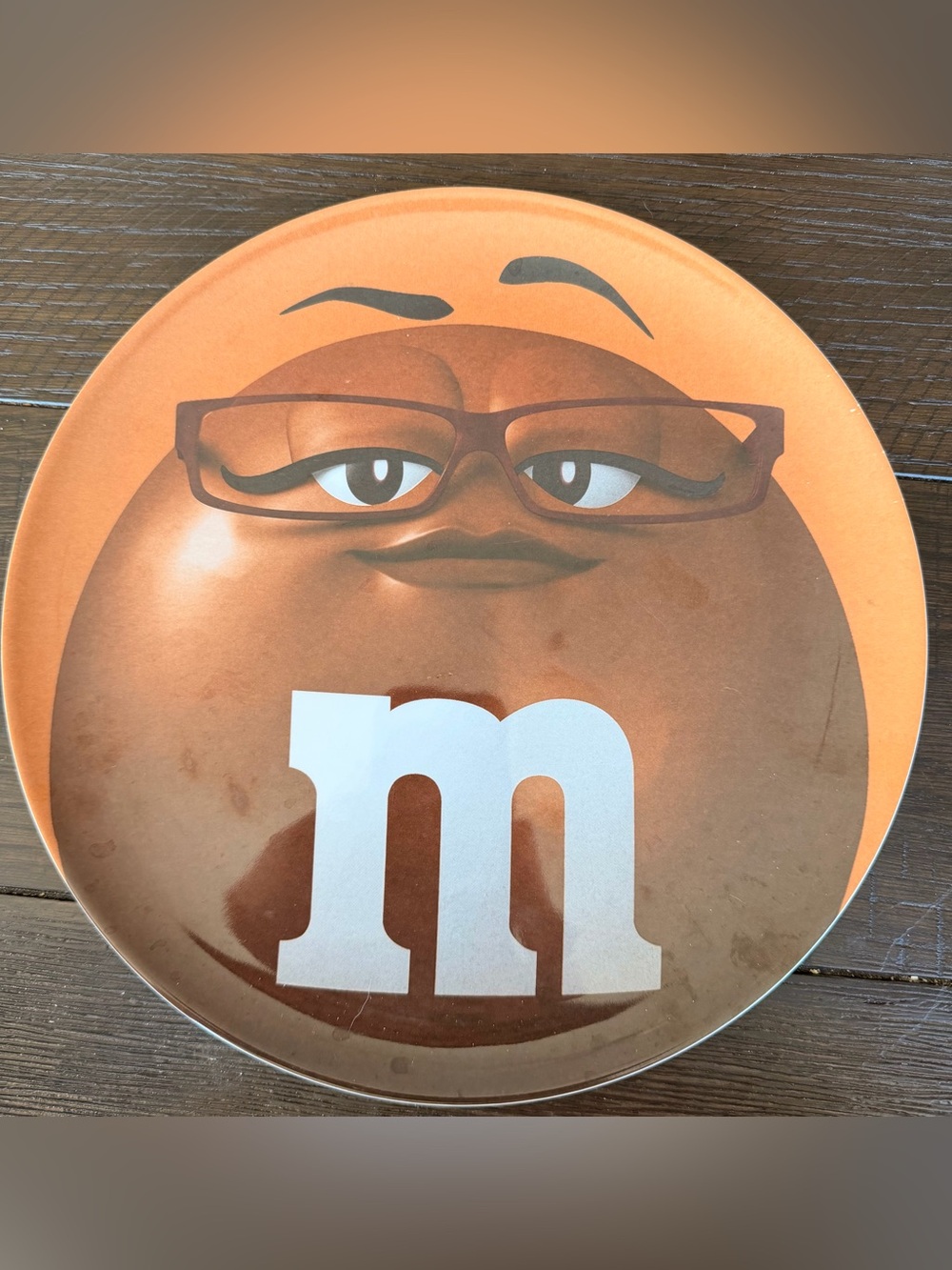 M&M’s World Ms. Brown Character Face Melamine Plate 9" Collectible